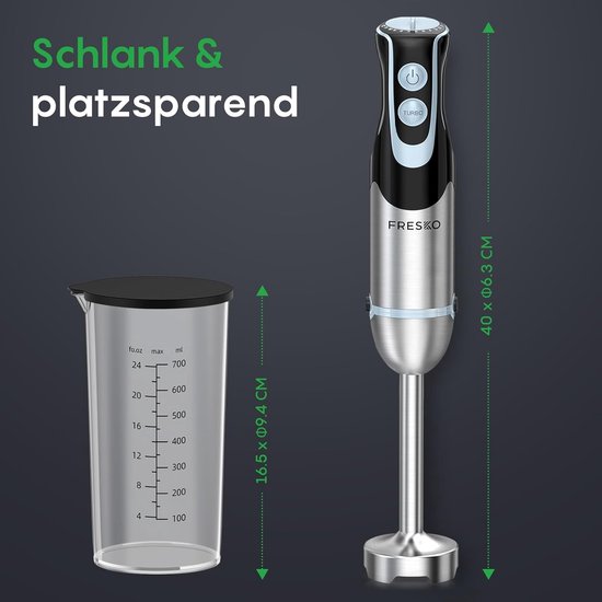 Hand Blender - Stafmixer Keuken - Sauzen Maken - 1000W Kracht - 700 ml Cup - Zilver — afbeelding 4