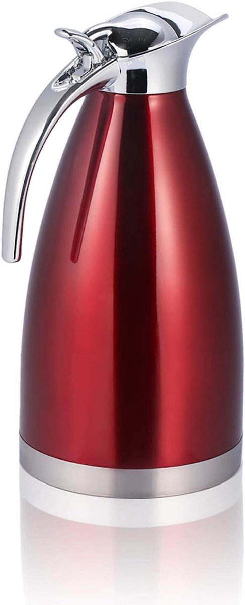 Thermoskan Rood - Dubbelwandige Kan - Warme Dranken Serveren - RVS Vacuüm Isolatie - 2 Liter - Rood