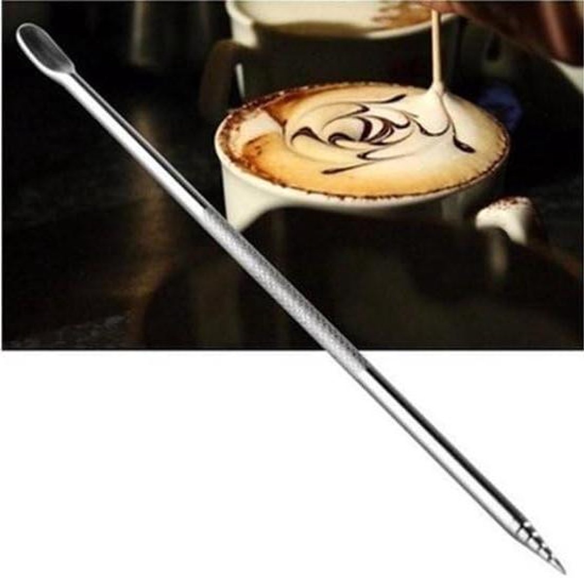Barista Pen - Koffie Decoratie - Latte Art Maken - RVS Materiaal - 1 Stuk - Zilver