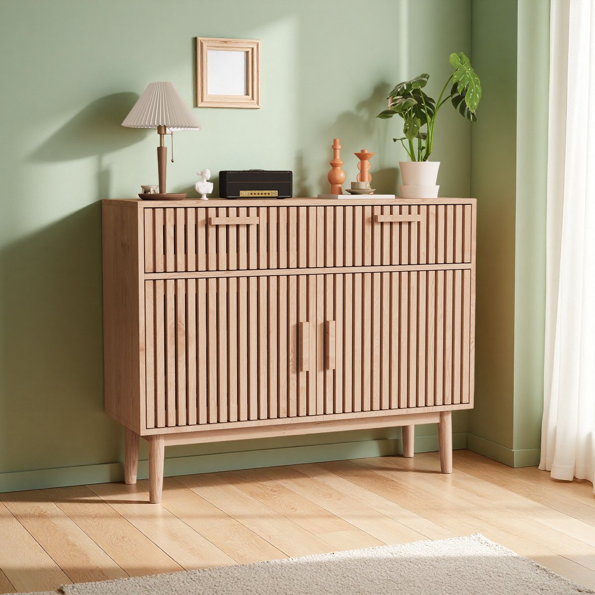 Keukenkast, Dressoir met Lades, Opbergkast met Deuren, Gemaakt van Hout, Rustieke Stijl, Ideaal voor Woonkamers en Keukens, 100 x 80 x 35 cm