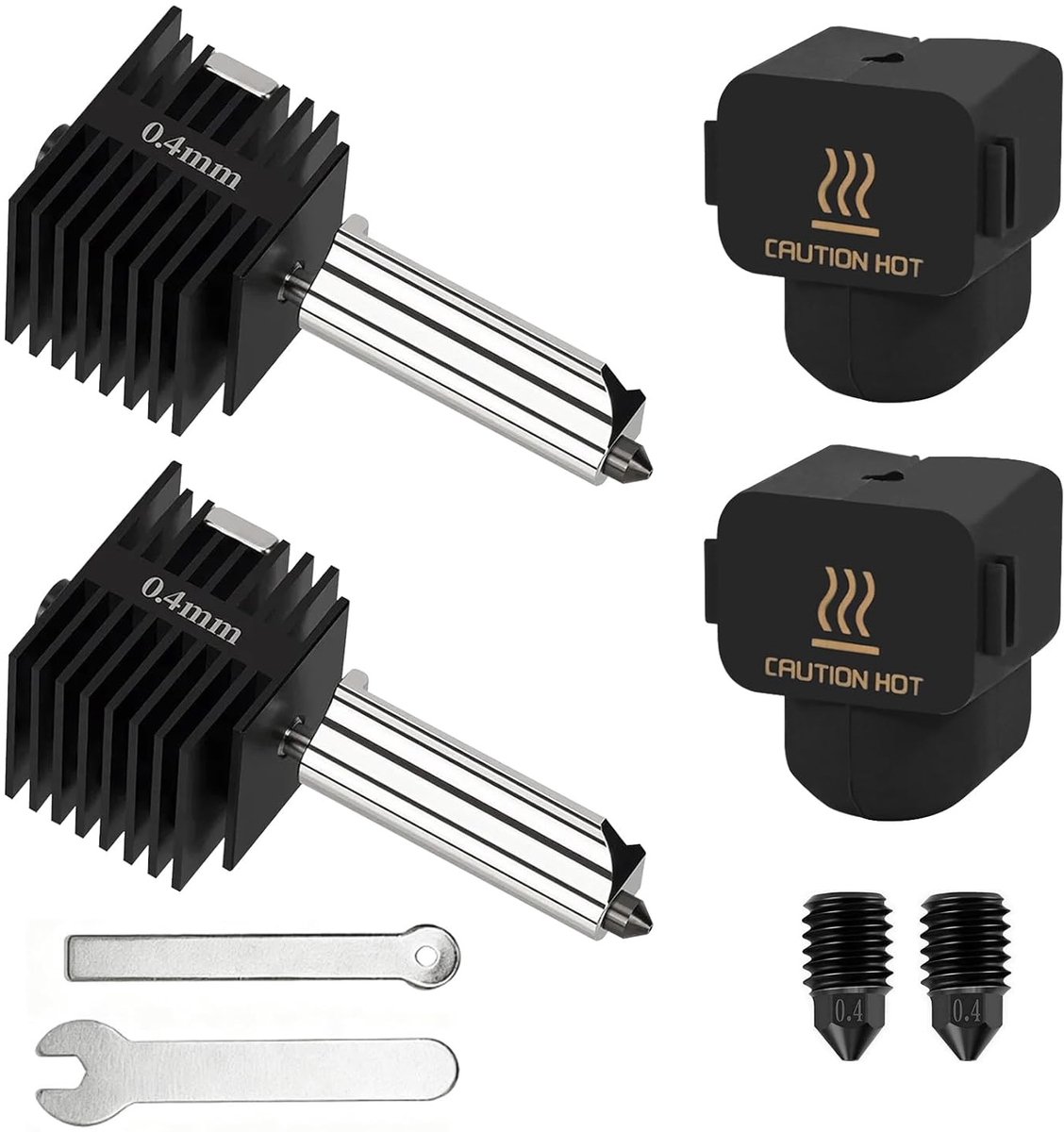 2-delige 0.4mm Hotend Kit voor 3D Printers, Vervangende Printkop met Nozzle en Siliconen Cover, Upgrade Kit voor Verbeterde Printkwaliteit en Betrouwbaarheid