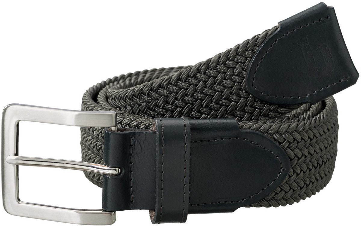 Milano stretch webbing belt with leather parts,4cm