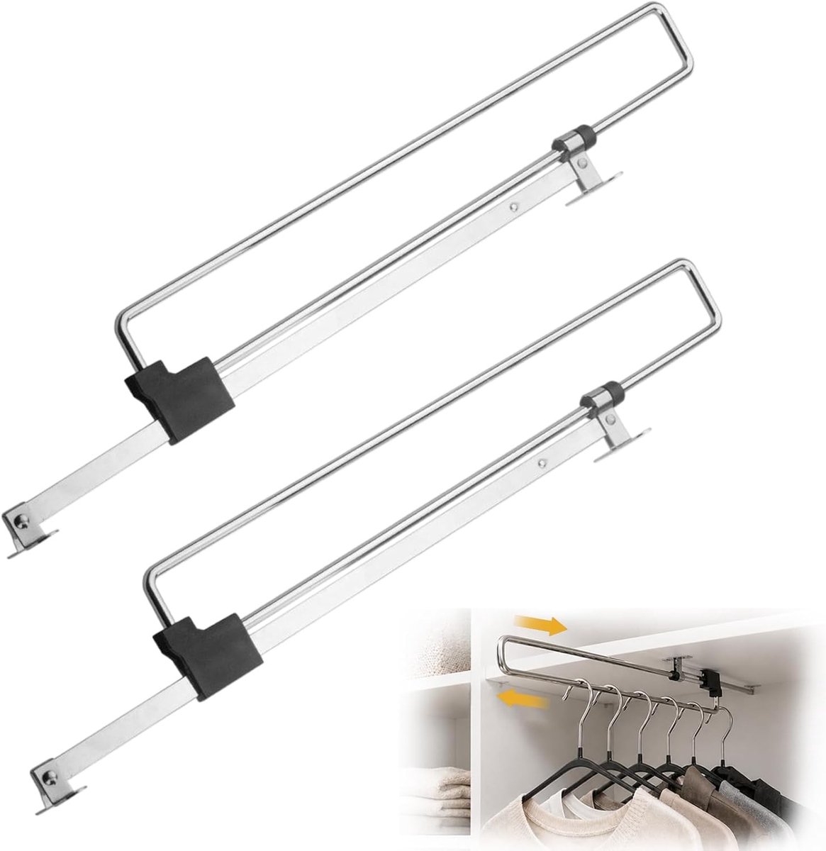 Telescopische Uittrekbare Kledingrail voor Kasten - 25cm Verstelbare Kledinghanger, Ideaal voor Opbergruimte en Organisatie van Kleding