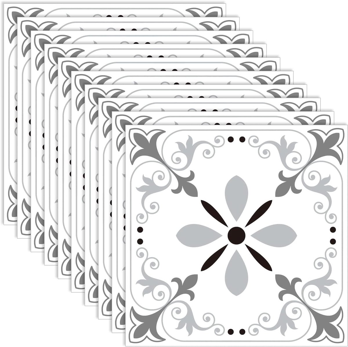 Set van 10 Zelfklevende Tegelstickers voor Keuken en Badkamer, 20 x 20 cm, Grijze Textuur, Muurdecoratie, Tegel Film, Eenvoudig aan te brengen
