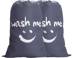 2 stuks waszakken voor op reis, vuile was, wasverzamelaar, waszak, grote opvouwbare wasmand, opbergtas, wasbak, outdoor, 120 liter, grijs