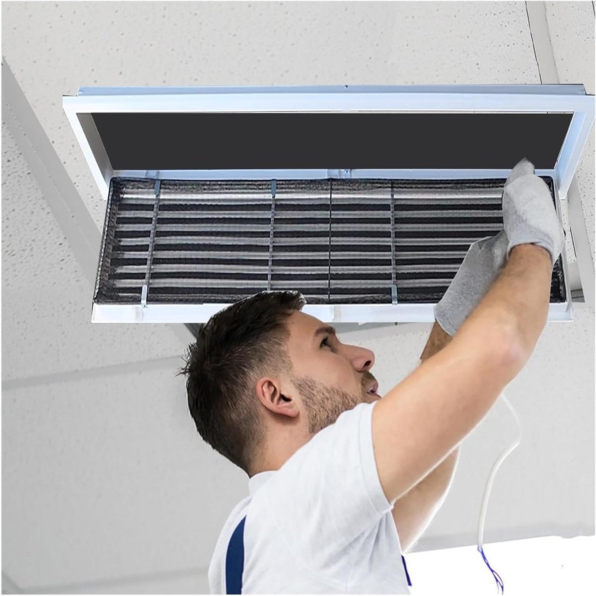 Ventilatierooster met Deur - Luchtregister Afdekking - Luchtcirculatie Verbeteren - Afneembaar Louvered Ontwerp - 29 x 180 cm - Wit