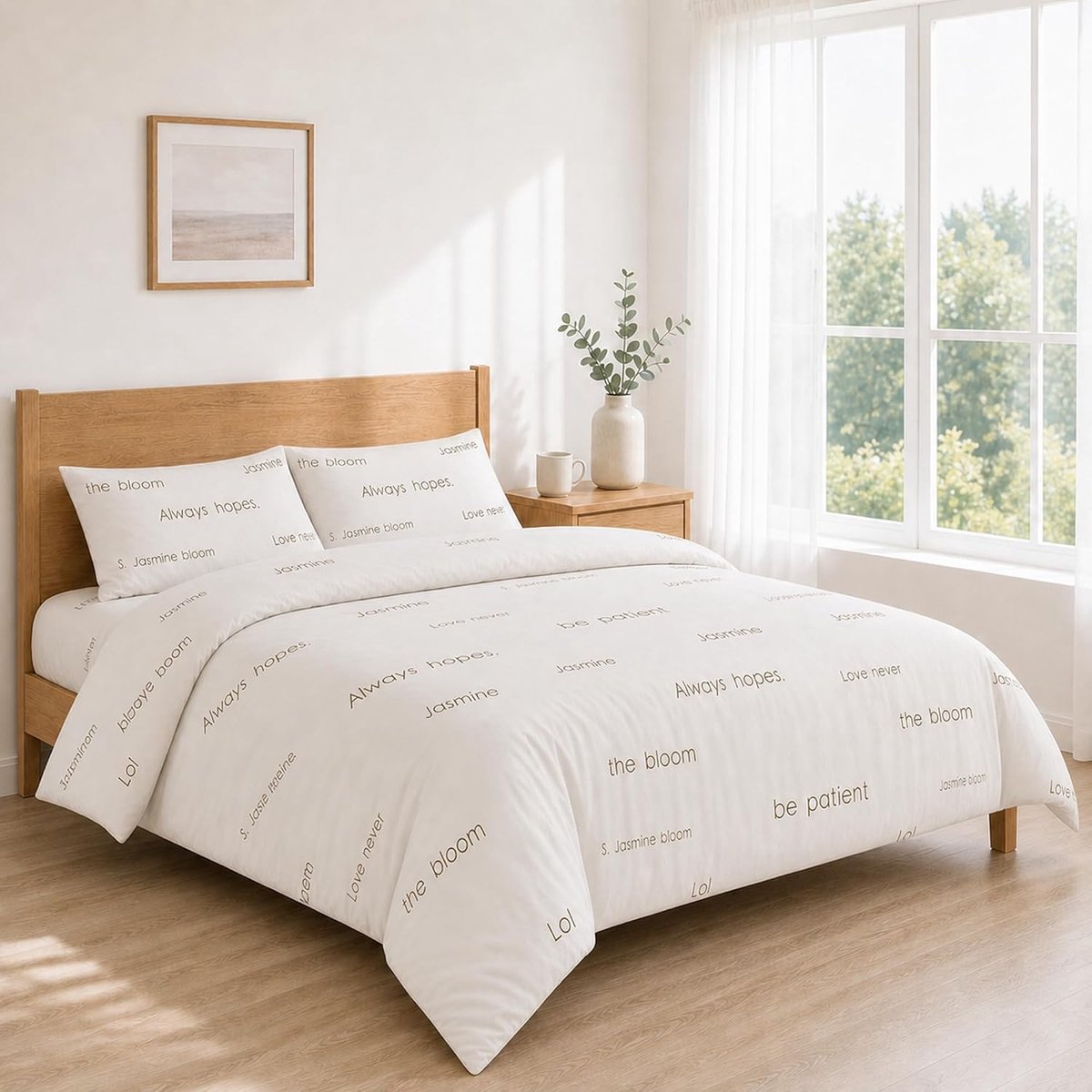SnelShoppen - Lakenset Bedrukt 140x200+30 / 220x270 + 50x80 2PCS Geborstelde Microvezel Bianco Marrone - Zacht, Ademend, Modern en Urban voor Lits-Jum
