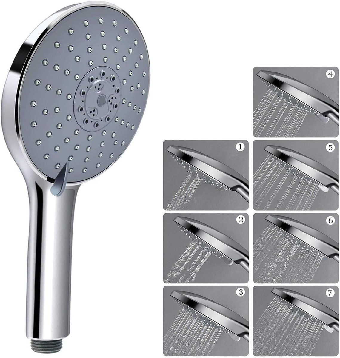 SnelShoppen - Handdouche 152 mm Grote Regendouchekop - 7 Stralensoorten, Chroom - Multifunctionele Douchekop voor Ontspanning en Comfort