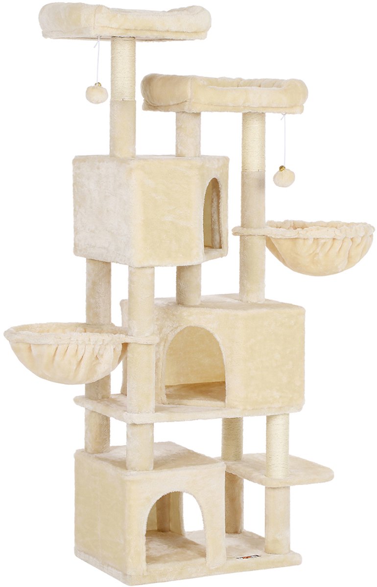 FEANDREA Kattentoren 164 cm met 3 Grotten - Beige
