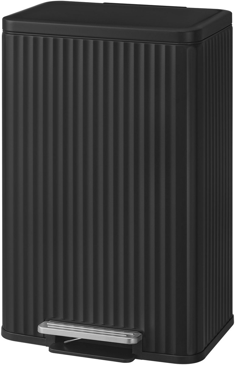 Keukenafvalbak - Stalen bak - Uitneembare binnenemmer - 40,3 x 33,6 x 62,5 cm - Zwart