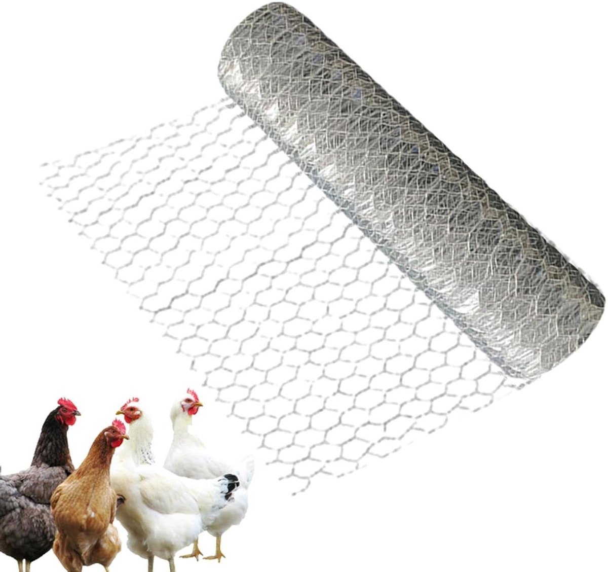 Kippengaas - Draadgaas Dier - Tuin Beschermen - Verzinkt Ijzer - 40 x 1520 cm - Zilver