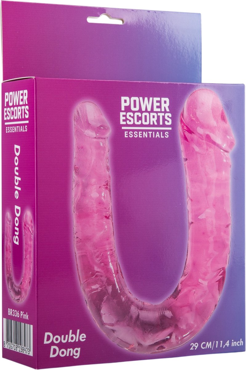 Power Escorts Double Dong BR336 – Flexibele Dubbelzijdige Dildo – 29 cm – Transparant Roze