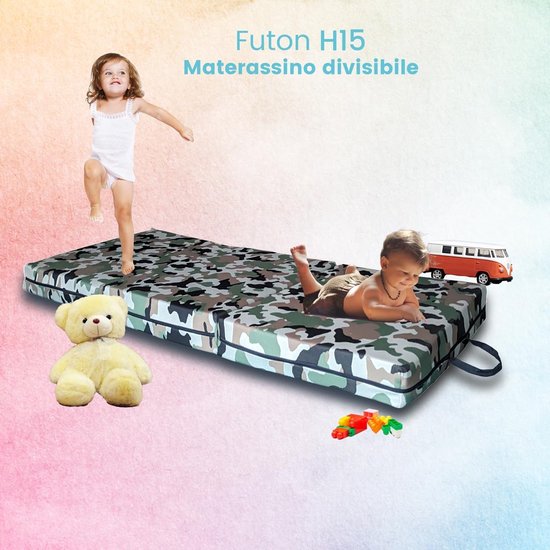 Opvouwbare Matras - Gastenmatras Futon - Extra Slaapplek - Vuilafstotende Hoes - 140x200 Cm - Camouflage — afbeelding 2