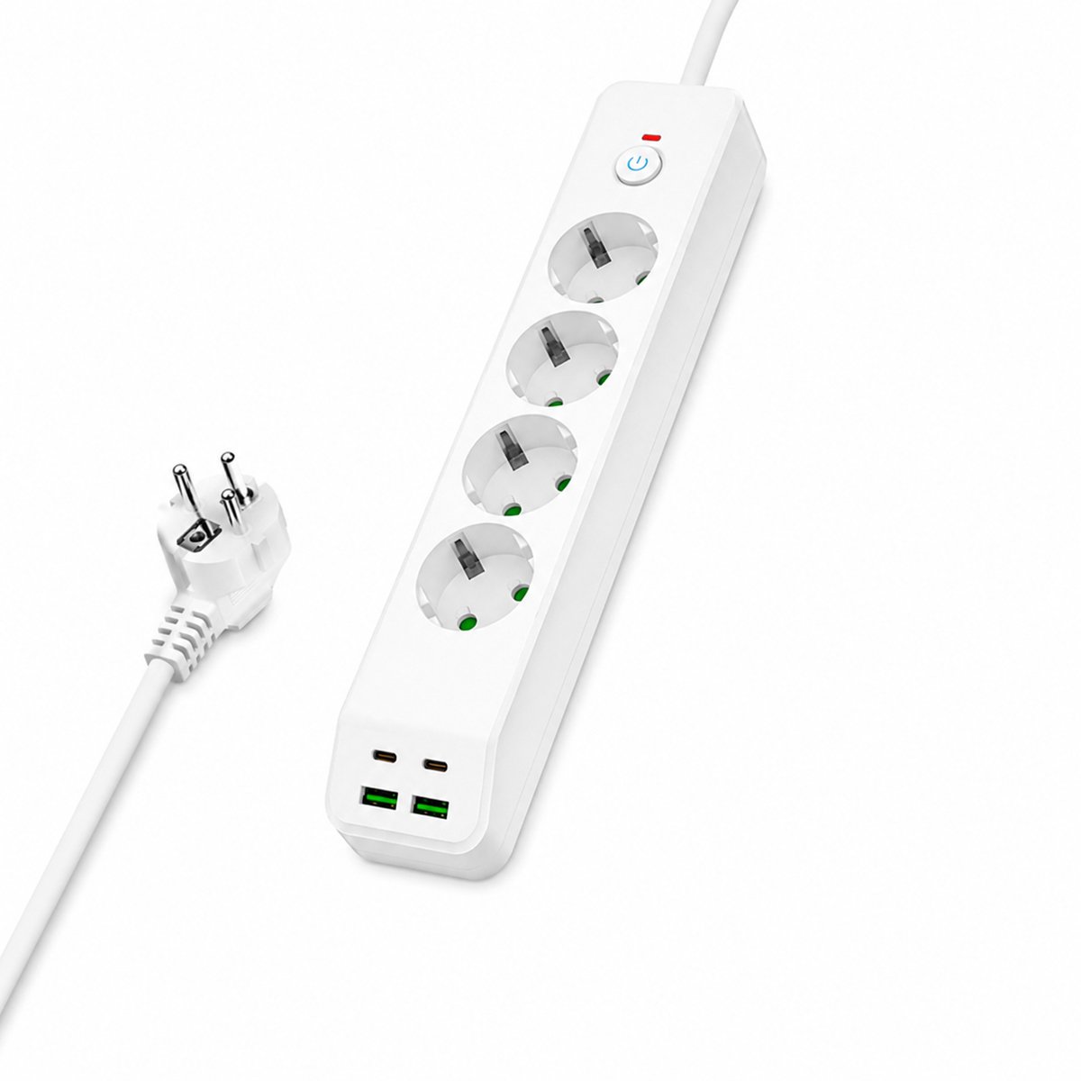 VHV - Stekkerdoos met USB-C en USB-A - 4 Stopcontacten - 2500 W - 1,8 m Kabel - Voor Thuis en Kantoor