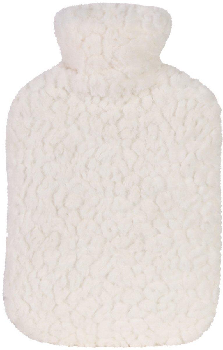 Warmwaterkruik, 2,5 liter, met pluche bekleding, hand- en voetverwarmer, warmwaterkruik voor het slapengaan, (perzikkleurig)