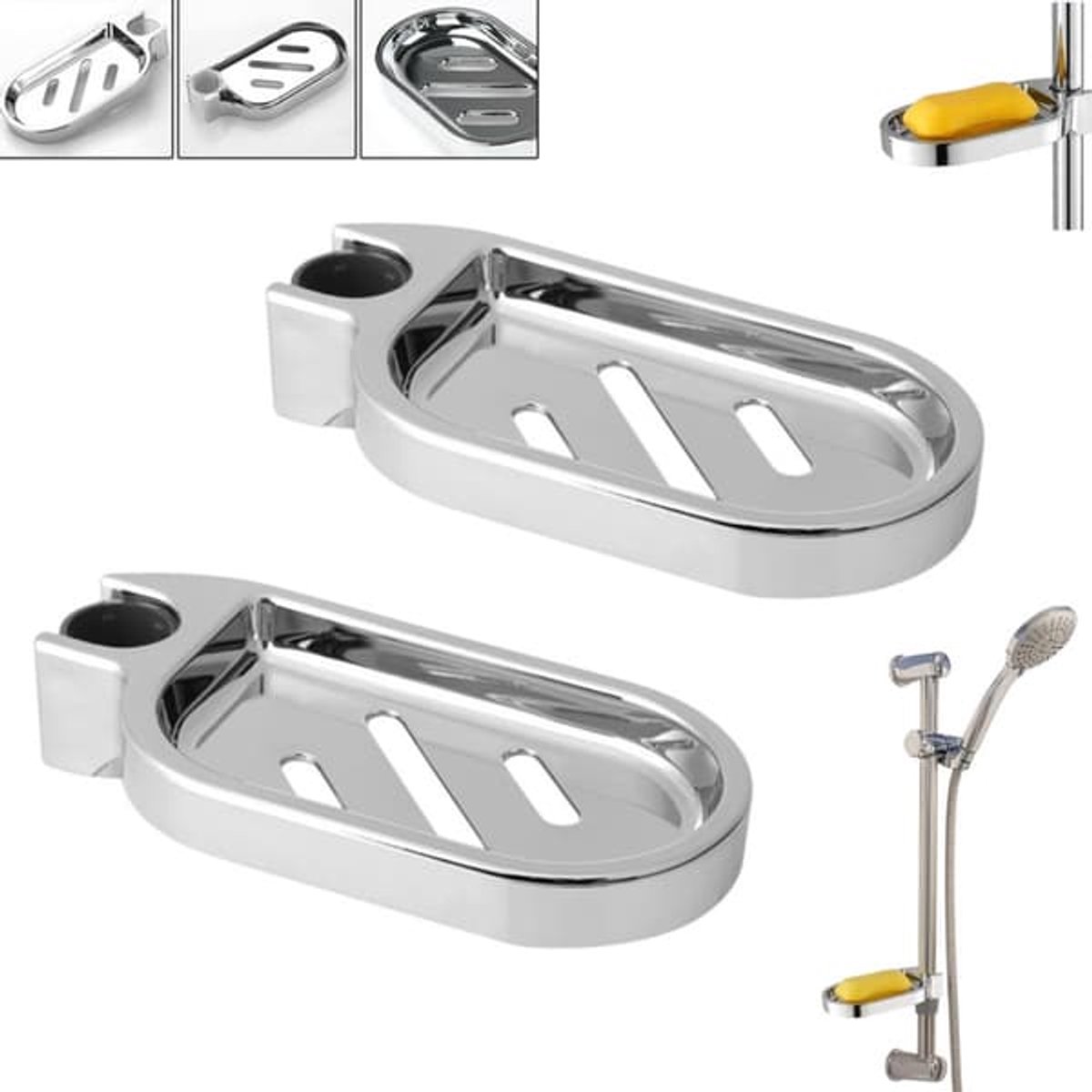 Accessoires - Zeepbakje - Zilver - 25 mm - ABS-kunststof - Geschikt voor doucheruimtes, badkamers, keukens en toiletten - Geen boren nodig - Handig en praktisch - Eenvoudig te installeren