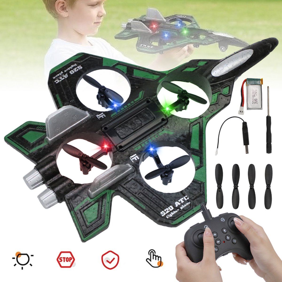 EPP RC-Vliegtuig Met LED-Verlichting En Acrobatische Manoeuvres – Lichtgewicht Crashbestendig 80 Meter Bereik 60 Minuten Opladen – Ideaal Beginnersvliegtuig Voor Jongens En Meisjes