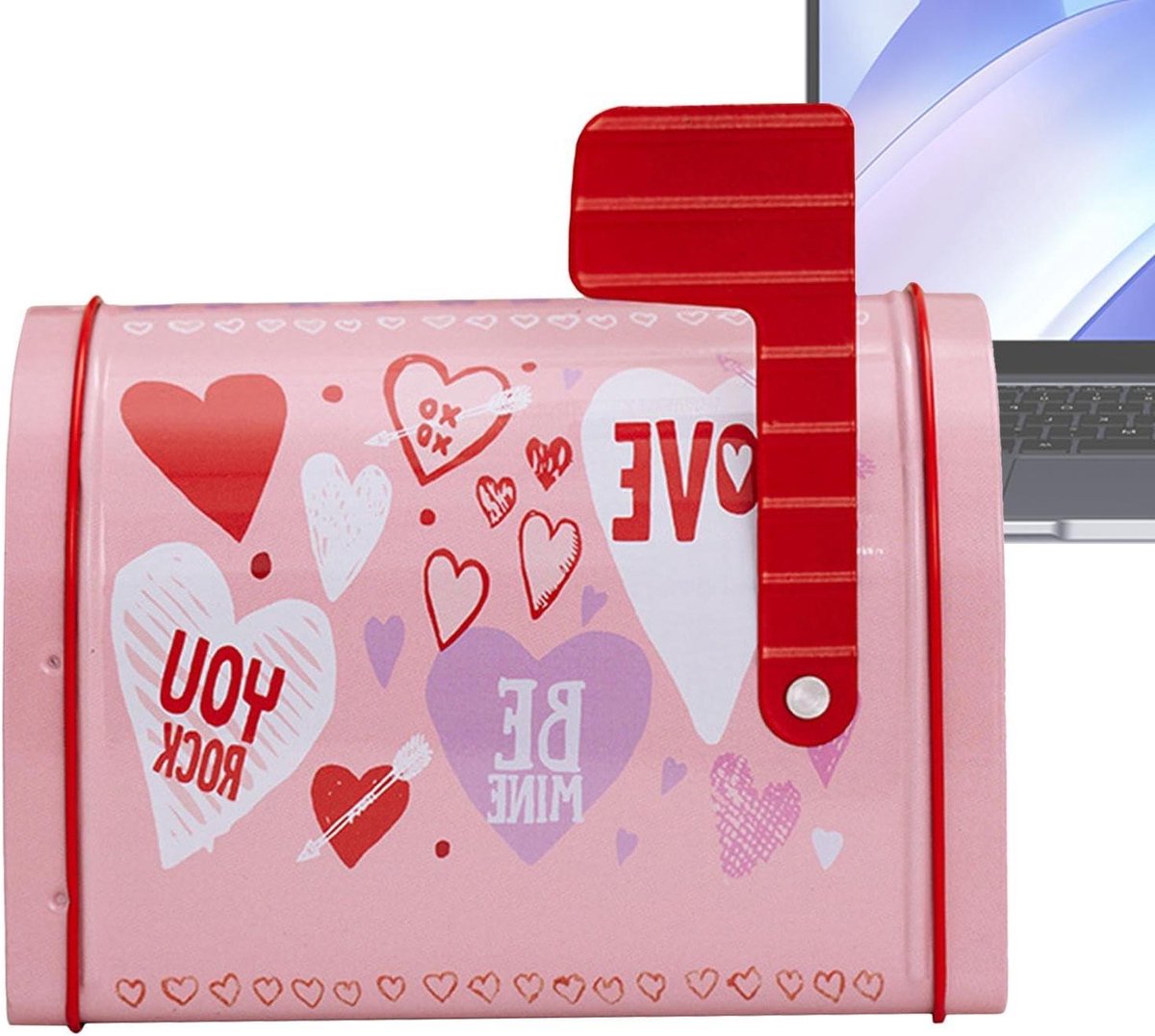Brievenbus Valentijn - Liefdesbrievenbus Geschenkdoos - Romantische Berichten Delen - Stevige Blikken Constructie - 13.5x8x9.5cm - roze