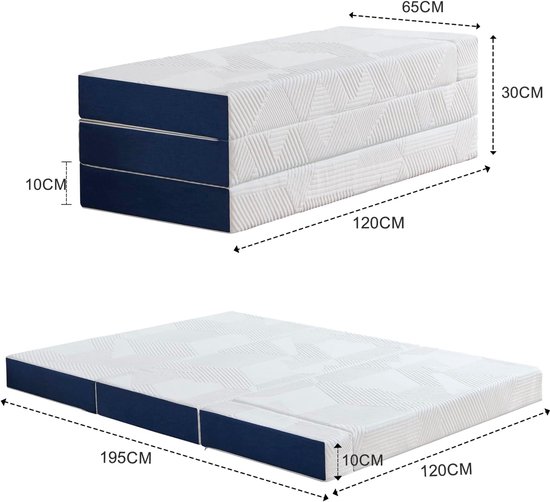 Inklapbare Vouwmatras 120 x 195 cm - Opvouwbaar Comfortabel Gastenmatras voor Camping en Thuis van Unipower — afbeelding 5