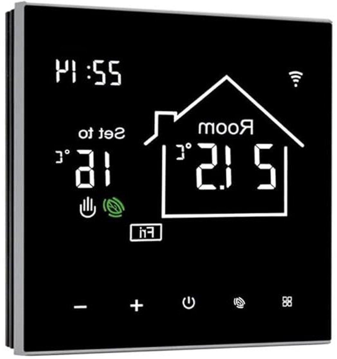 Slimme Thermostaat - Wifi Thermostaat Kamerthermostaat - Verwarming Regelen - Touchscreen Display - 60 mm - Zwart