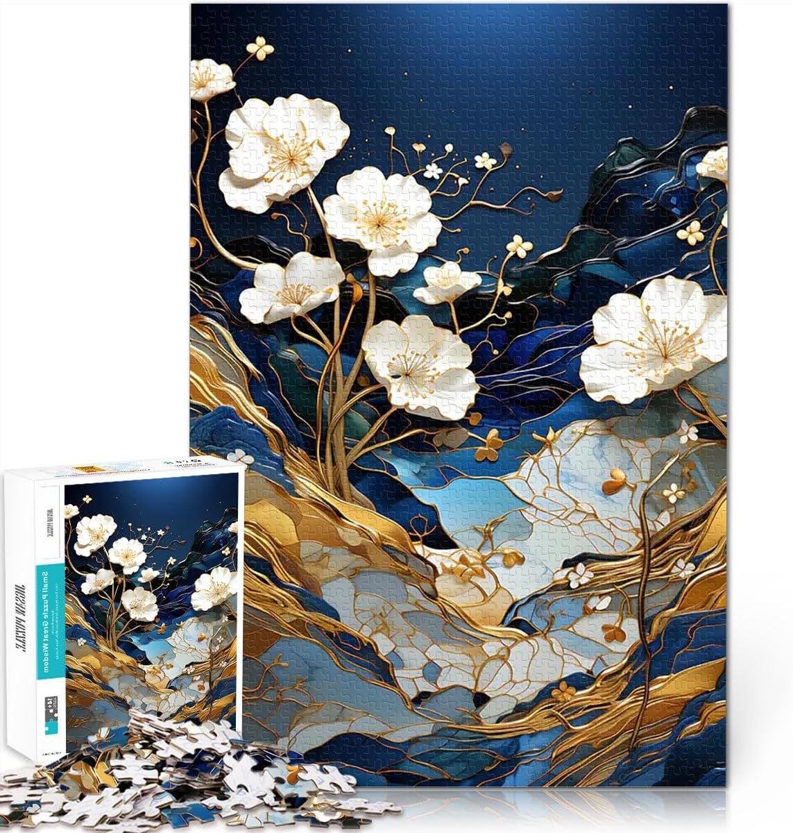 Kintsugi Puzzel - Legpuzzel Japanse Stijl - Ontspannen en Concentreren - Mini Fragment Ontwerp - 1000 Stukjes - Goud