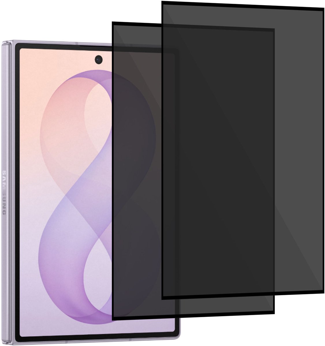 2x Privacy Screenprotector geschikt voor Samsung Galaxy Z Fold 8 - Anti Inkijk - Gehard Glas geschikt voor Samsung Galaxy Z Fold 8