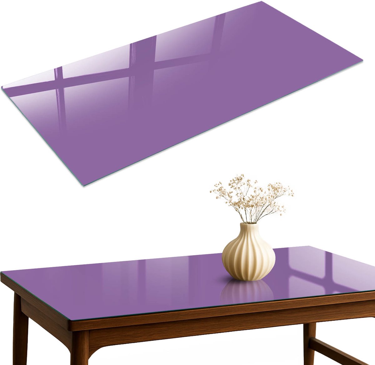 ArtPrintCave Violet Glazen Tafelblad 140x70 cm - Tafelblad Rechthoek - Paars Keukentafel - Achtergronden en patronen Bureaublad