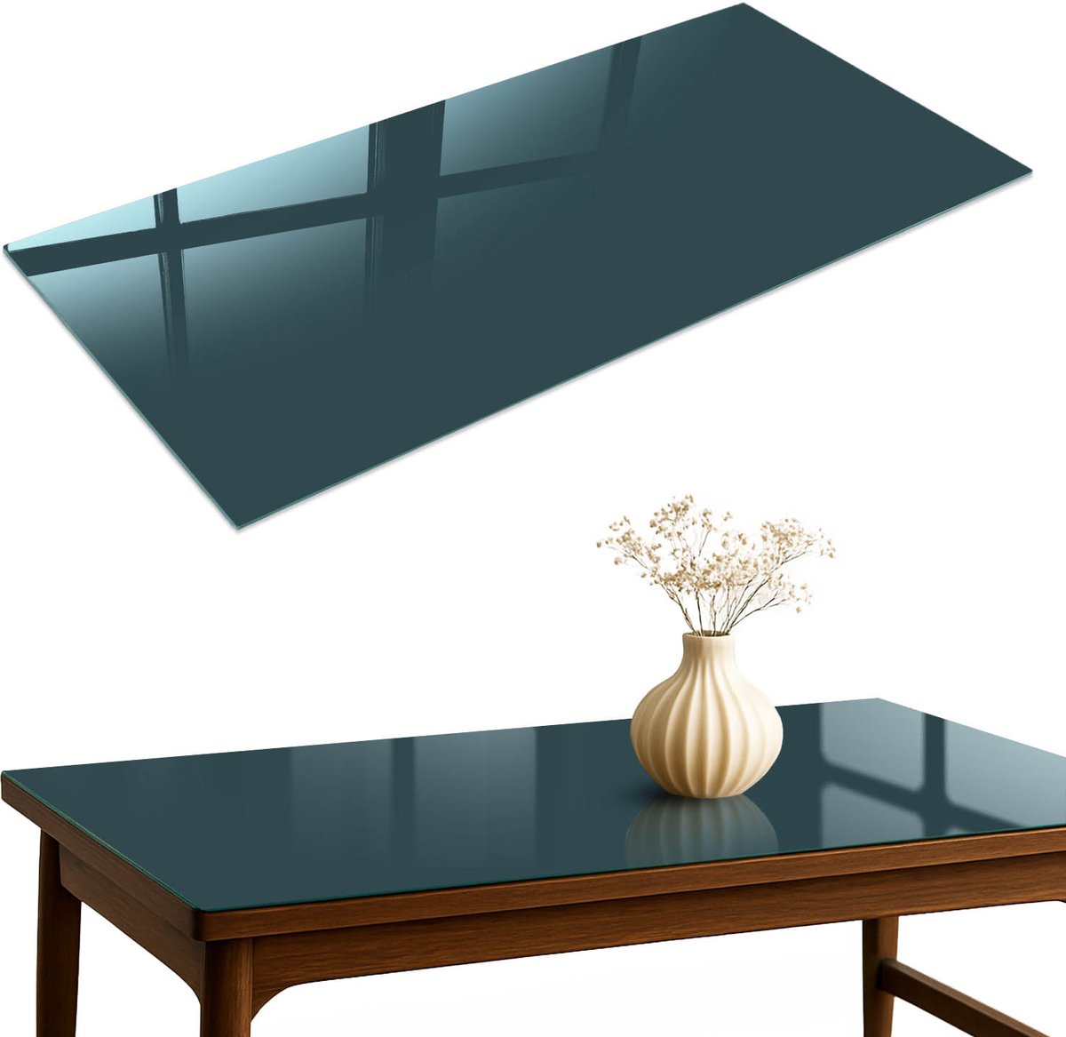 ArtPrintCave Marine Glazen Tafelblad 120x60 cm - Tafelblad Rechthoek - Wit Keukentafel - Achtergronden en patronen Tafelblad Glas