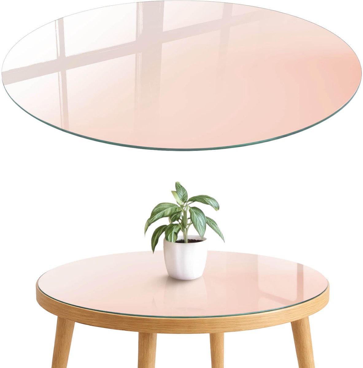 ArtPrintCave Subtiele harmonie Glazen Tafelblad fi70 cm - Tafelblad Rond - Beige Eettafel Met Glasplaat - Achtergronden en patronen Glasplaat