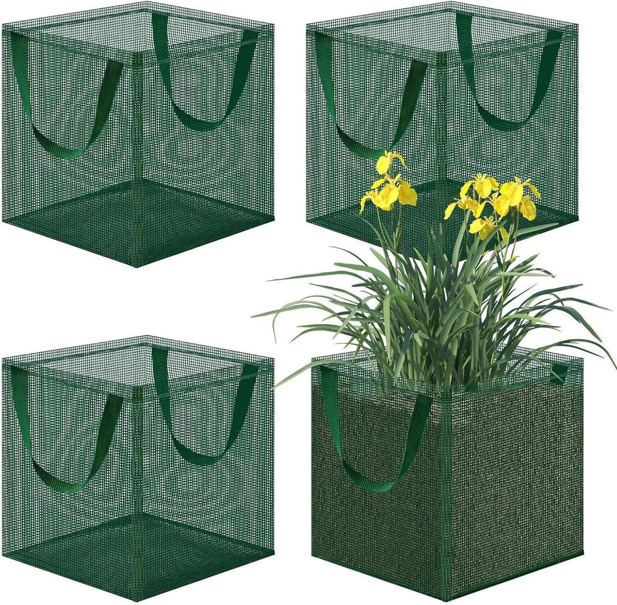 Vijverplanten Zakken - Plantenmanden Gaas - Vijvers Organiseren - Verbeterde Zuurstoftoevoer - 4 stuks - Groen