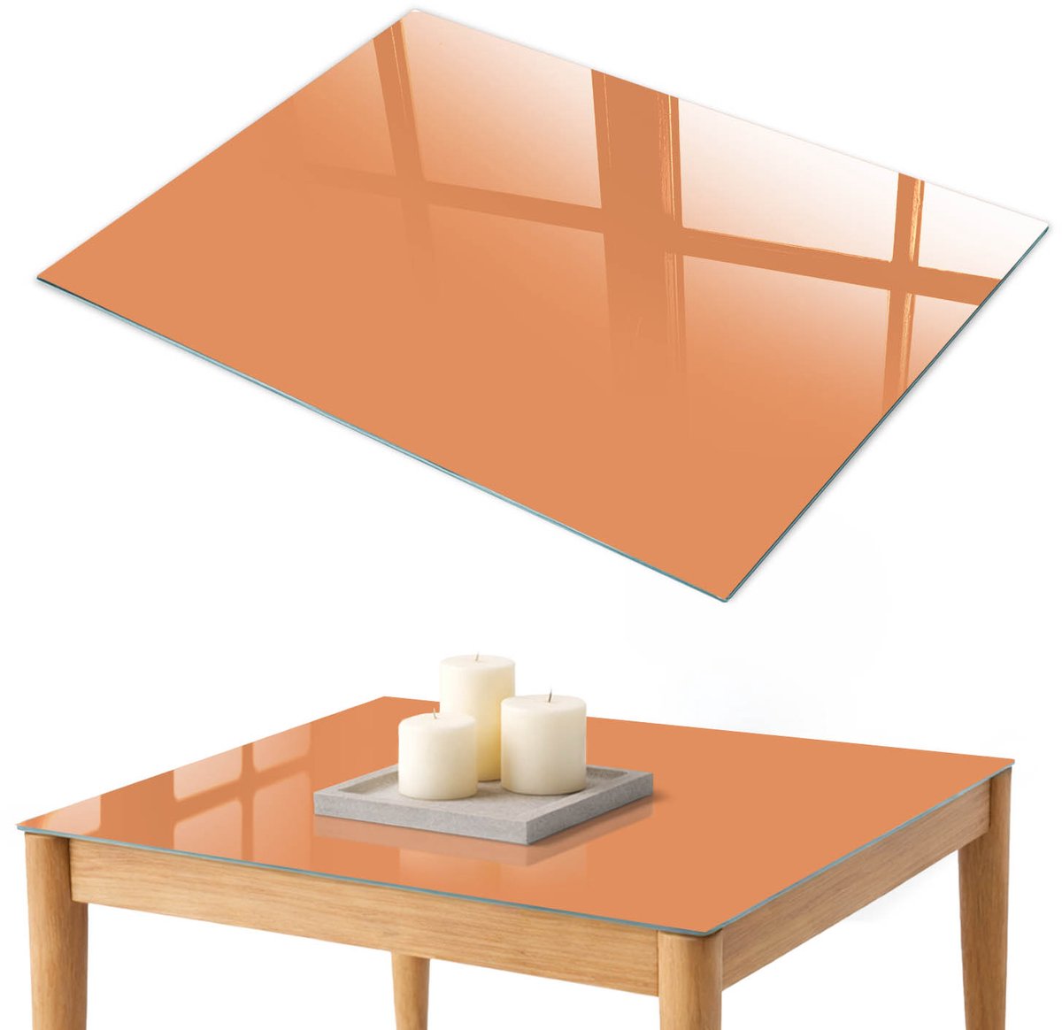 ArtPrintCave Pastel oranje Glazen Tafelblad 100x70 cm - Tafelblad Rechthoek - Oranje Keukentafel - Achtergronden en patronen Terrastafel
