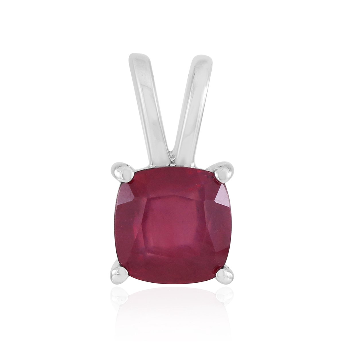 Cavill - 925 Zilveren Hanger met Madagaskar Robijn 1,332 ct - Antiek Kussenslijpsel - Gerhodineerd - Minimalistisch & Elegant Design