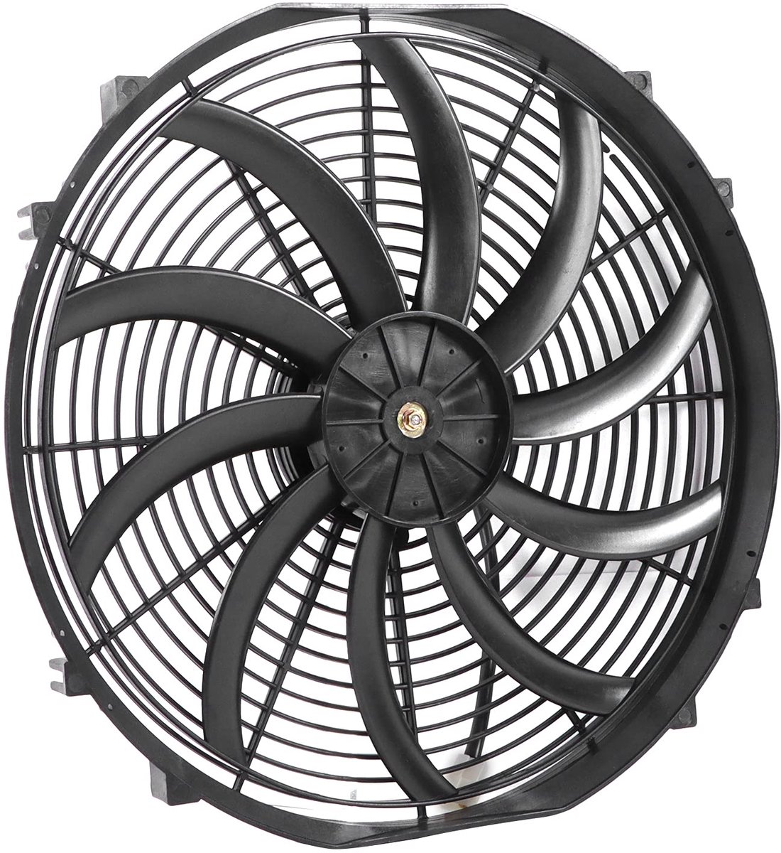 SnelShoppen - 16 inch elektrische radiator koelventilator, DC 12V slanke ventilator, universele 3000 Cfm omkeerbare duwen of trekken met montagekit vo
