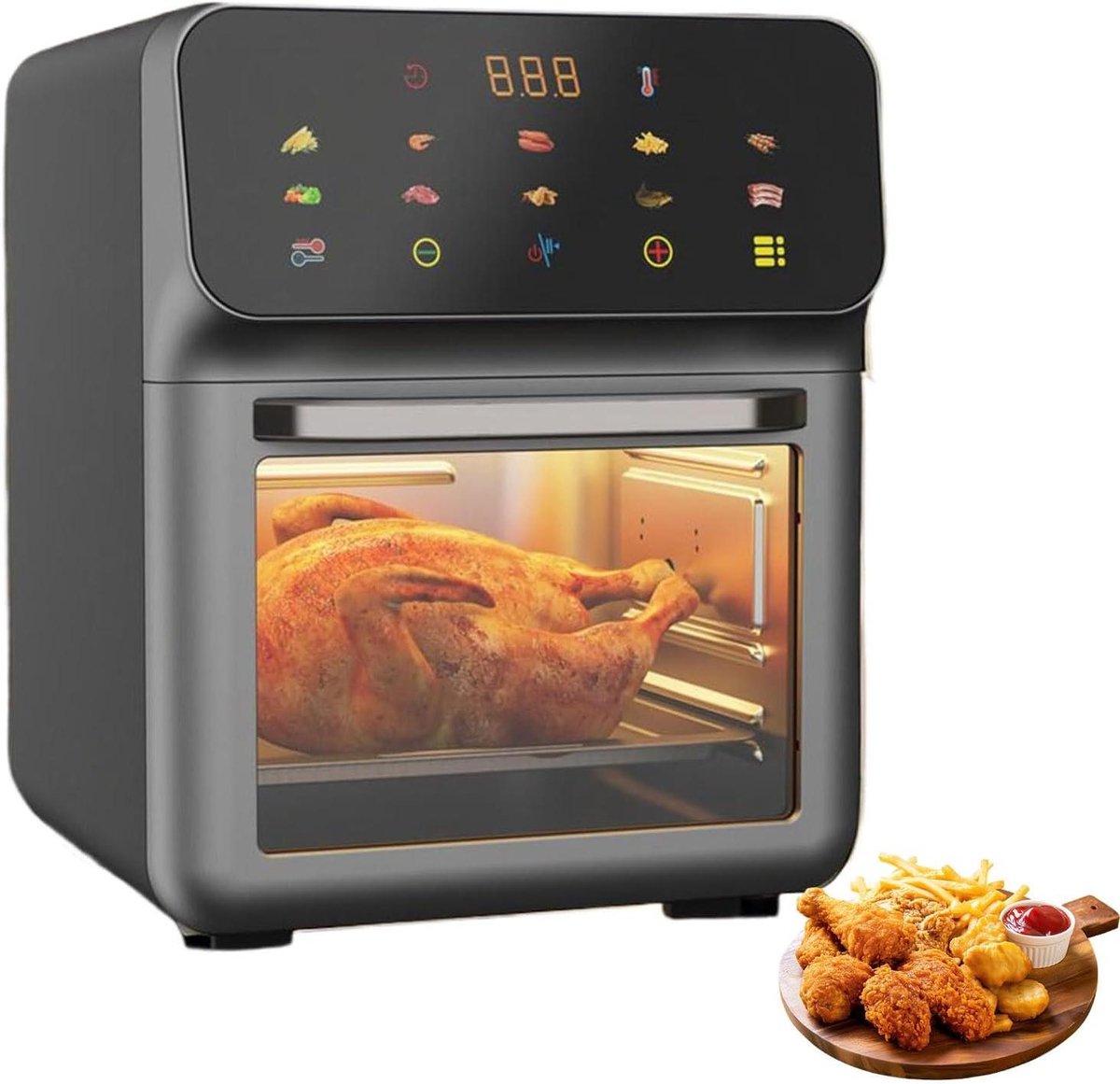 Airfryer Broodrooster - Heteluchtoven - Gelijkmatig Koken - 3D Luchtcirculatie - 15 Liter - Zwart