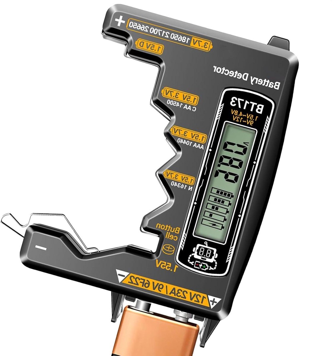 Batterij Tester - Spanningsmelder Meter - Batterijen Controleren - LCD Display - Universeel - Zwart