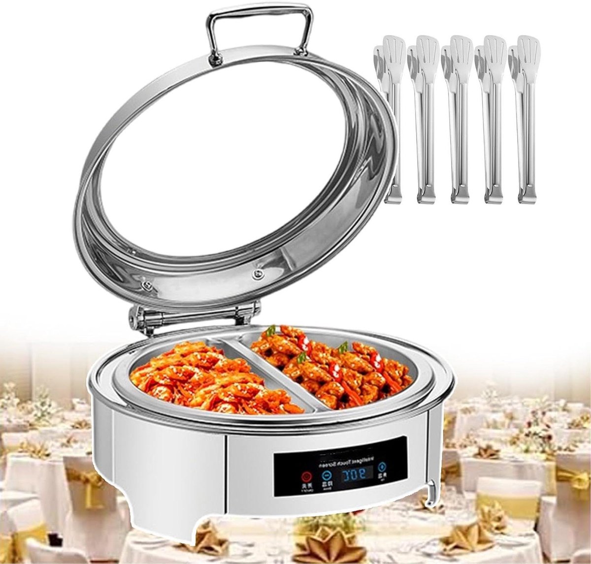 Elektrische Warmhoudschotel - Warmhoudkast Buffet - Eten Warm Houden - Touchscreen Display - 6 Liter - Zilver