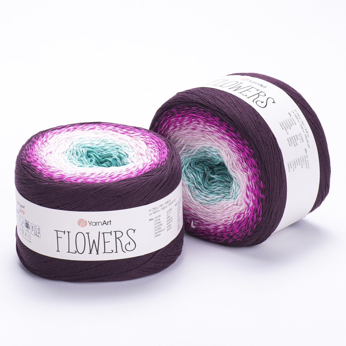 YarnArt Flowers Verloopgaren - 55% Katoen 45% Acryl - voor Haken en Breien - 250g / 1000m - Kleur 301