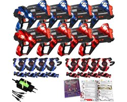 Ensemble de jeu laser rechargeable pour enfants + 13 modes de jeu Livret - Capteurs à 360° - Ensemble de jeu laser tag pour 8 personnes avec 8 pistolets laser et gilets