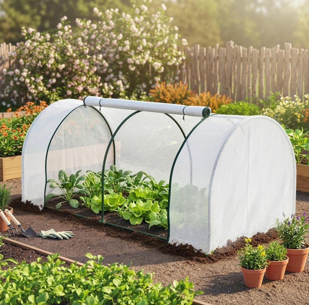 COVREO Tunnelkas 200 x 100 x 80 cm wit, polyetheen met stalen frame