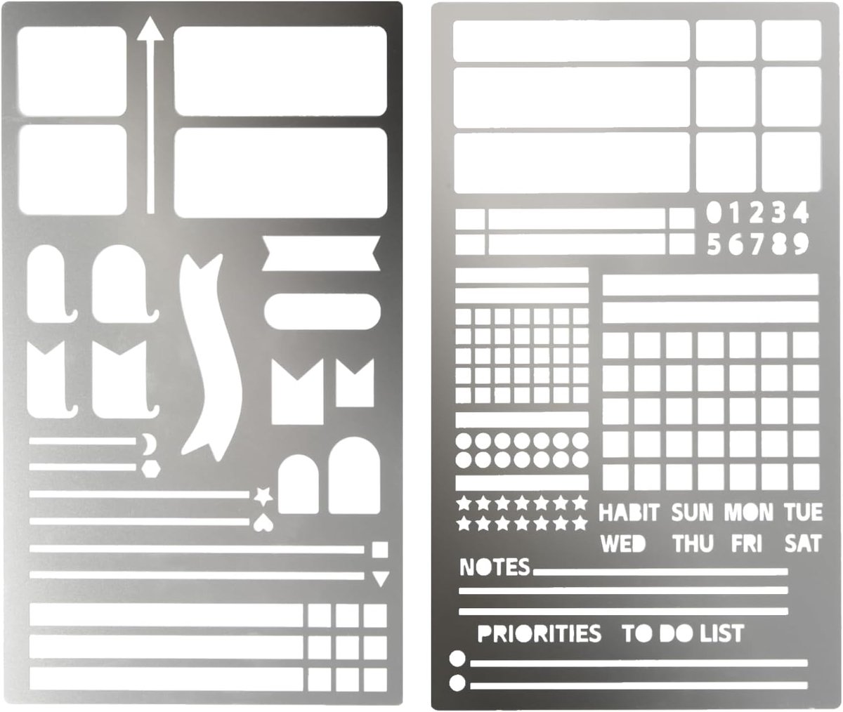 kalender sjablonen 2 stuks - metalen journal sjablonen - herbruikbaar - perfect voor scrapbooken - SnelShoppen