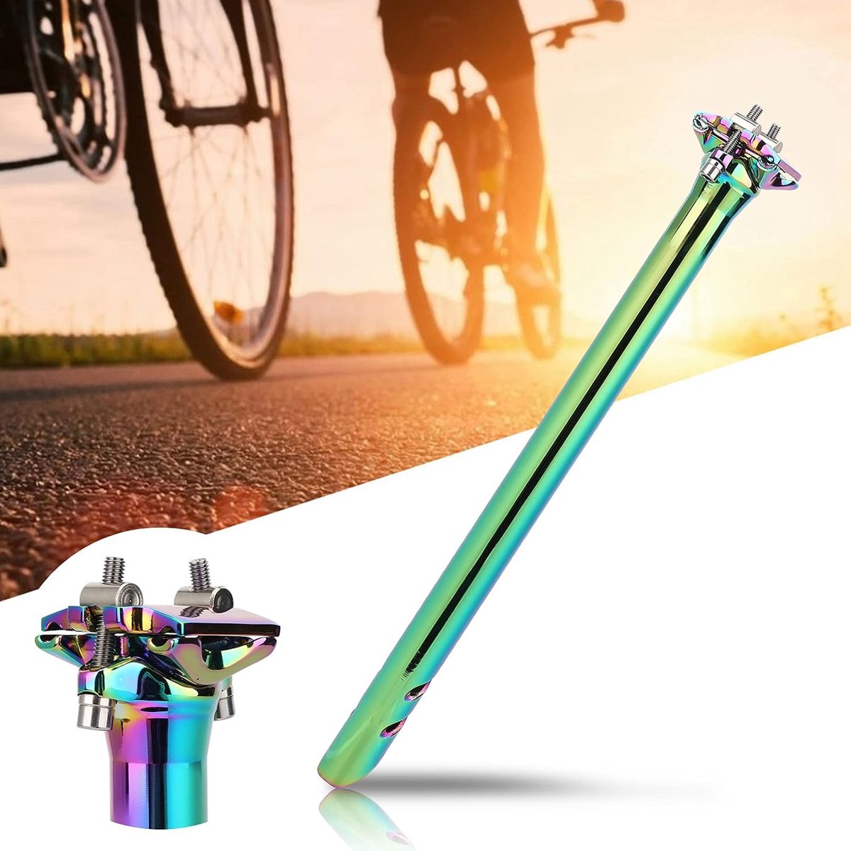 SnelShoppen Verstelbare Fietszadelpen CNC Aluminium 27.2mm 31.6mm 400MM Lichtgewicht Voor Mountainbike