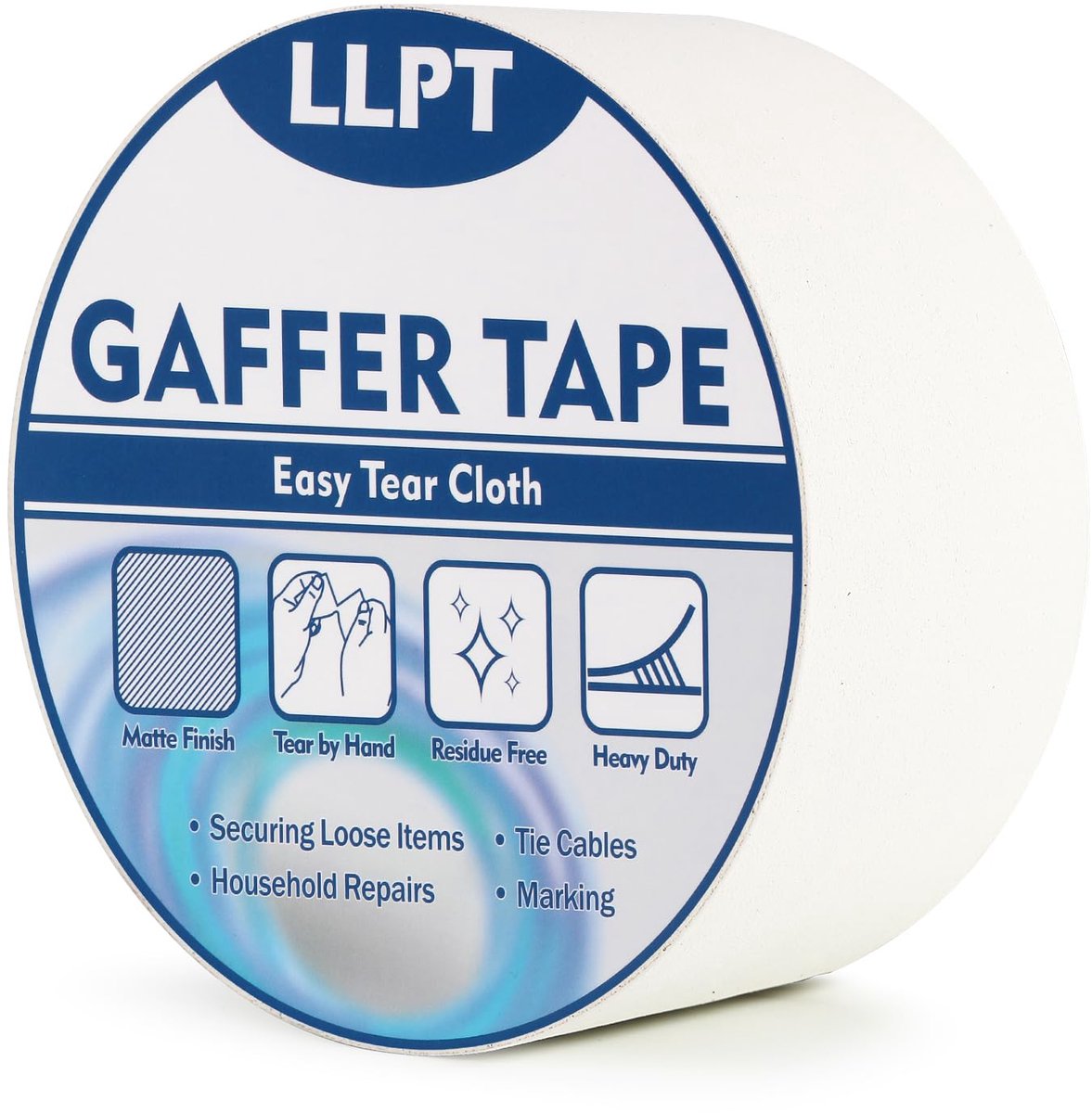 SnelShoppen - LLPT Gaffer Tape | Duct Tape | Witte Zware Duurzame Gaffing Tape | Matte Niet-Reflecterende, Eenvoudig Afbreekbare Restloos | Voor Kabel