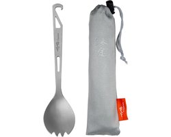 SnelShoppen - TiTo Titanium Spork - Lichtgewicht Bestekset met Lepel, Vork en Flesopener - 160mm - Perfect voor Kamperen, Backpacken en Buitenactivite