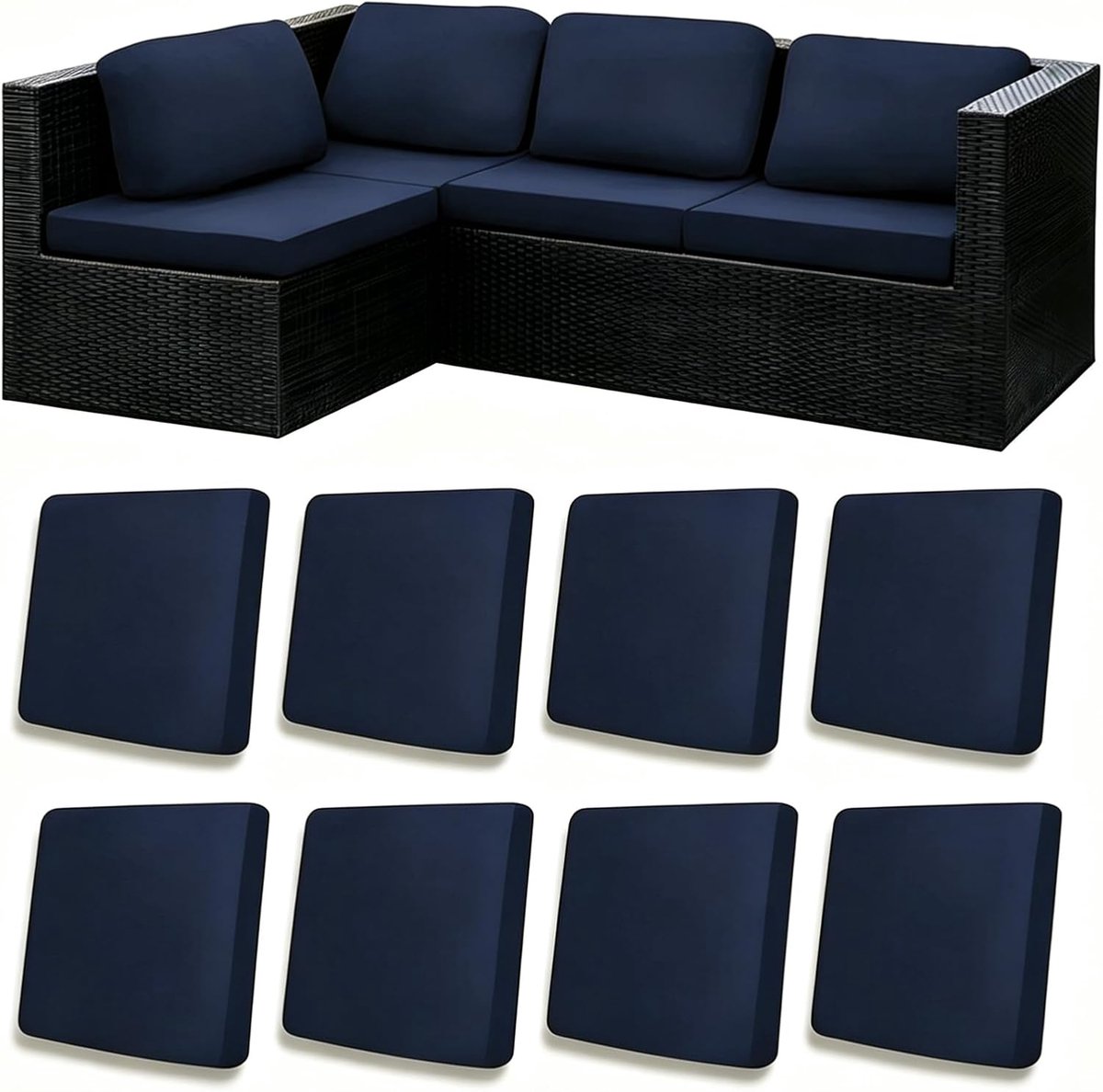 SnelShoppen - Outdoor Kussenhoezen 8 Stuks Sofa Cover Zitkussenhoezen voor Buiten Stretch Kussenhoezen voor Loungemeubelen Tuinkussens Wasbaar Wateraf
