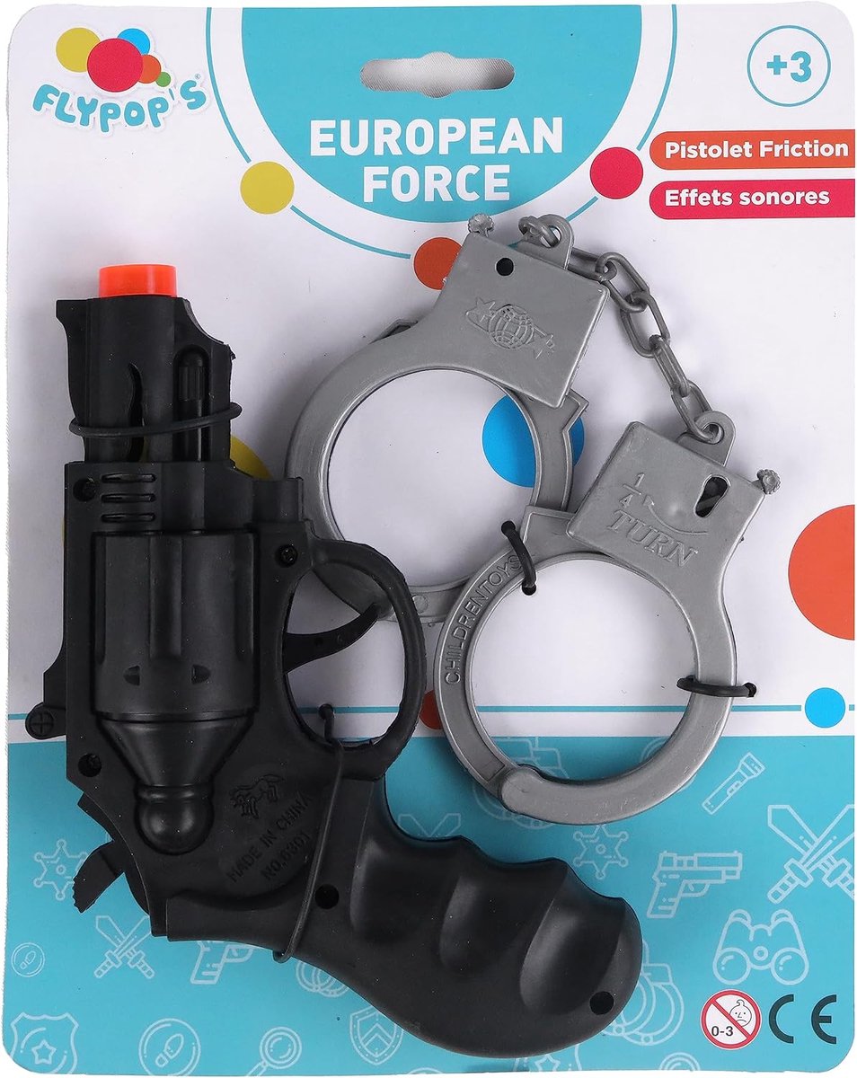 FLYPOP'S - Sound Gun with Handcuffs - 183416LIN - Black - Plastic - Ages 3+ Multicoloured - ShopVlot