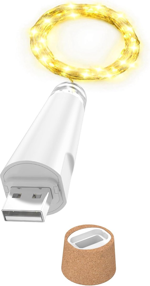SnelShoppen - USB Oplaadbare Wijnfles Lichten met Kurk – 2024 Versie LED Sfeerverlichting, Decoratieve Snoerlichten voor Kerst, Feest en Huwelijk
