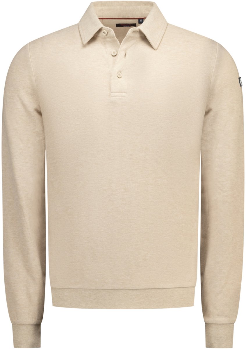 New Zealand Auckland Poloshirt Polo Long Sleeve 26gn202 Tan Sand Melange Mannen Maat - L