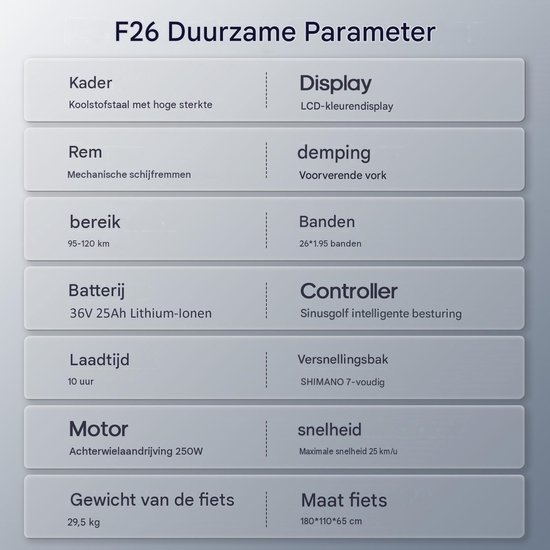 Fafrees Elektrische Fiets - 36V 25AH Accu - Actieradius Tot 120 Km- Elektrische Stadsfiets -Shimano 7 Versnellingen - LCD Display - Mechanische Schijfremmen - City Commuter E-Bike - Wit van FAFREES — afbeelding 4