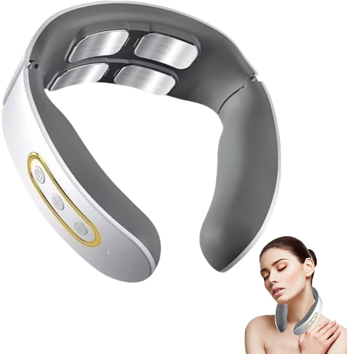 Elektrische Nekmassage Apparaat - 4 Diep Kneed Knoppen 42°C Warmtetherapie - 6 Massagestanden 9 Niveaus Automatische Timer Draagbaar - Voor Pijnverlichting En Ontspanning - Wit thumbnail 4