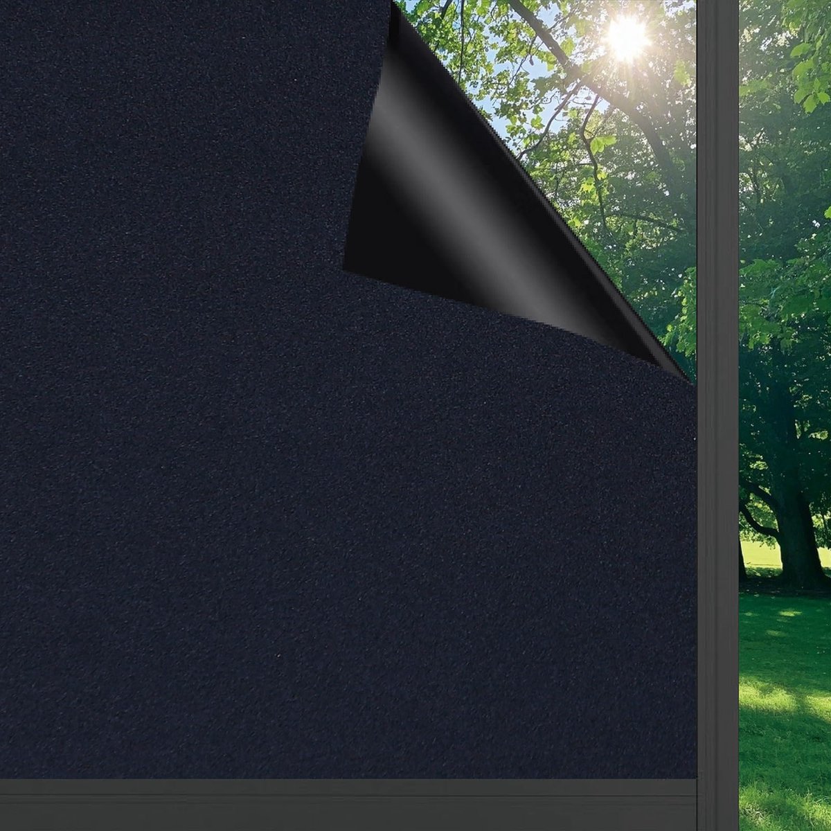 Blackout Raamfolie - Zwarte Opaque Privacy Folie voor Glas 30 x 200 cm - Zelfklevende en Elektrostatische Raamfolie - UV Bescherming en Zonwerende Warmtewerende Folie - Inkijkwerende Folie voor Slaapkamer, Badkamer en Kantoor